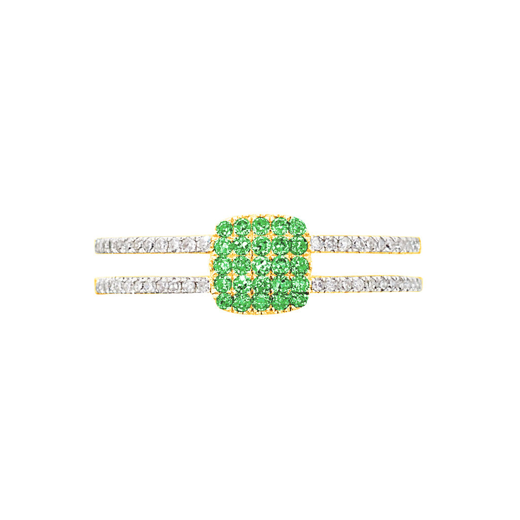 Bague Aude Or Jaune Emeraude Et Diamant - Bagues avec pierre Femme | Histoire d’Or