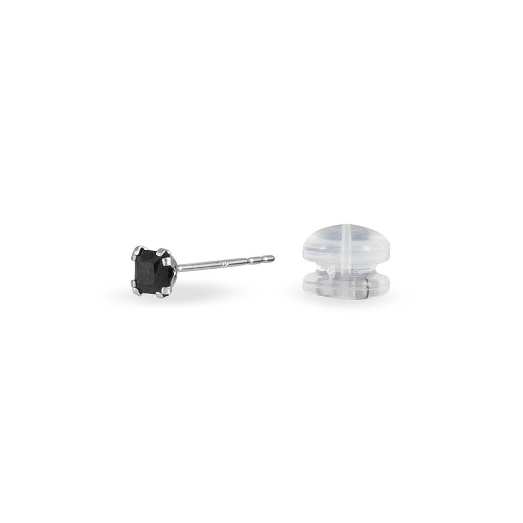 Boucles D'oreilles Puces Doreen Carre Or Blanc Oxyde De Zirconium - Clous d'oreilles Femme | Histoire d’Or