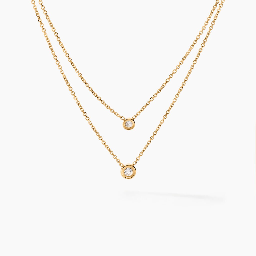 Collier Virguinia Or Jaune Oxyde De Zirconium - Colliers doubles et triples chaînes Femme | Histoire d’Or