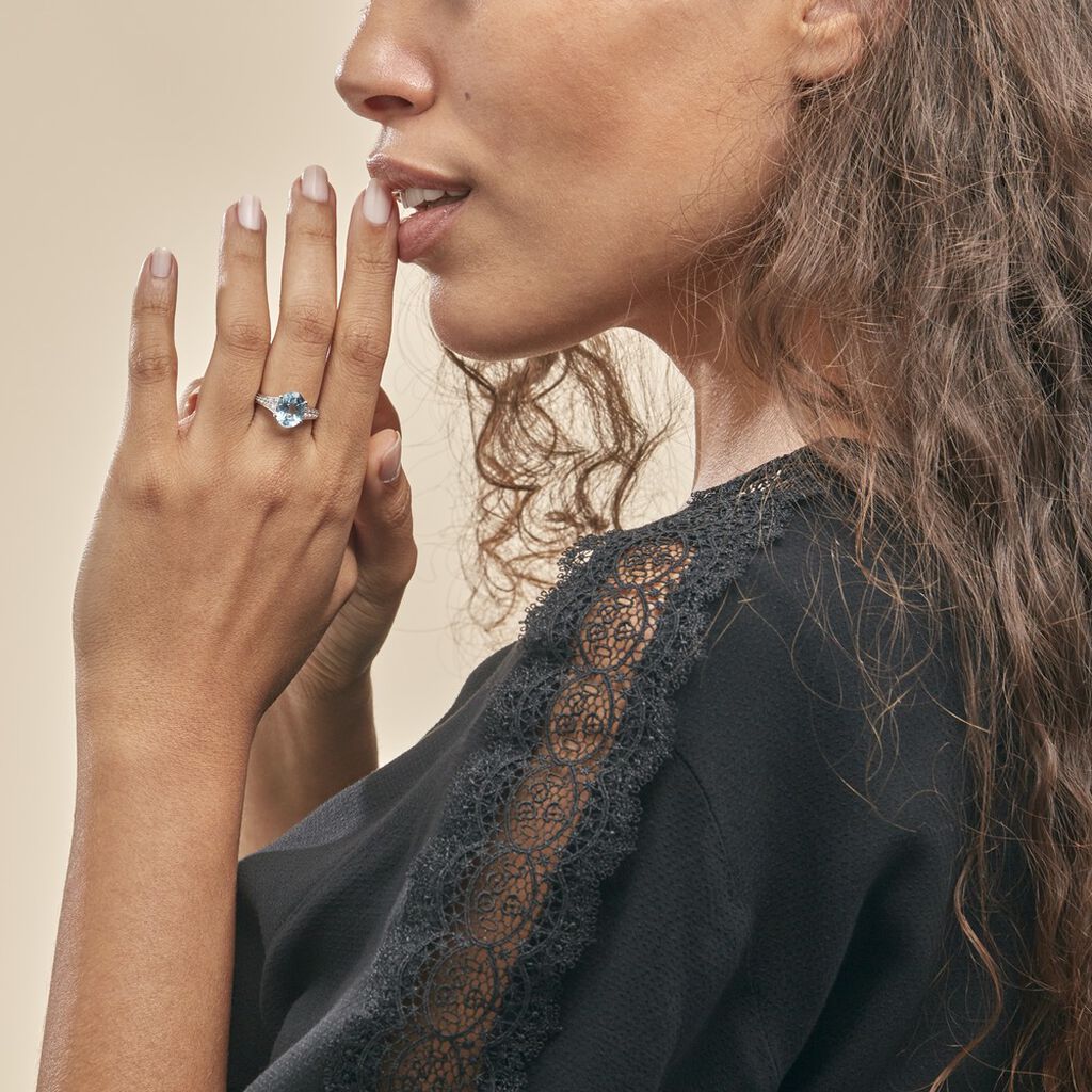 Bague Marie-camille Or Blanc Topaze Et Oxyde De Zirconium - Bagues solitaires Femme | Histoire d’Or