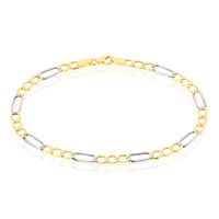 Bracelet Or Bicolore Maille Alternée 1/3
