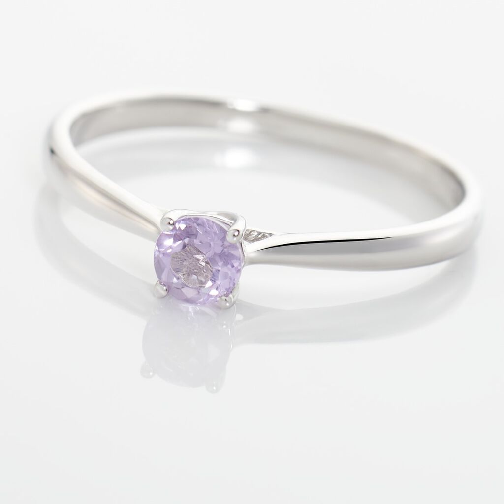 Bague Solitaire Fiona Or Blanc Amethyste - Bagues solitaires Femme | Histoire d&rsquo;Or