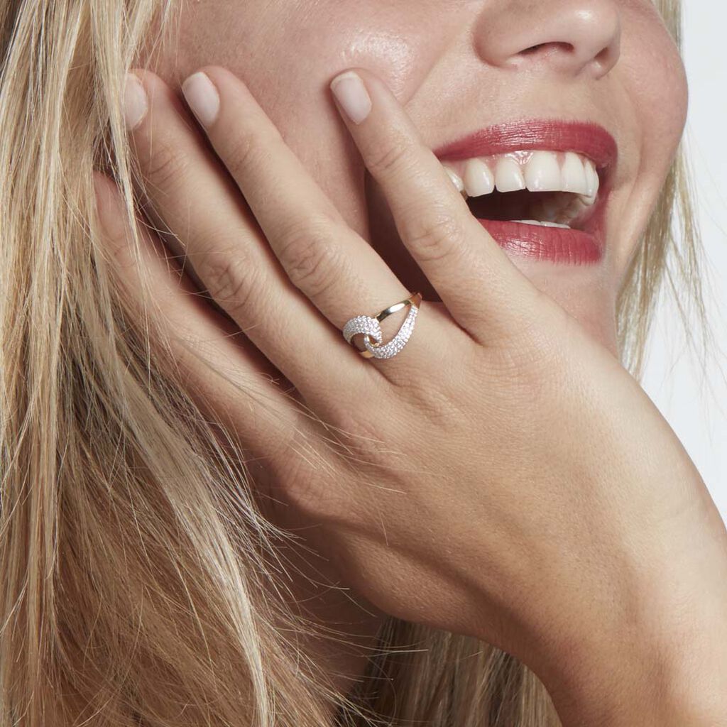 Bague Boucle D'or Or Jaune Oxyde De Zirconium - Bagues avec pierre Femme | Histoire d’Or