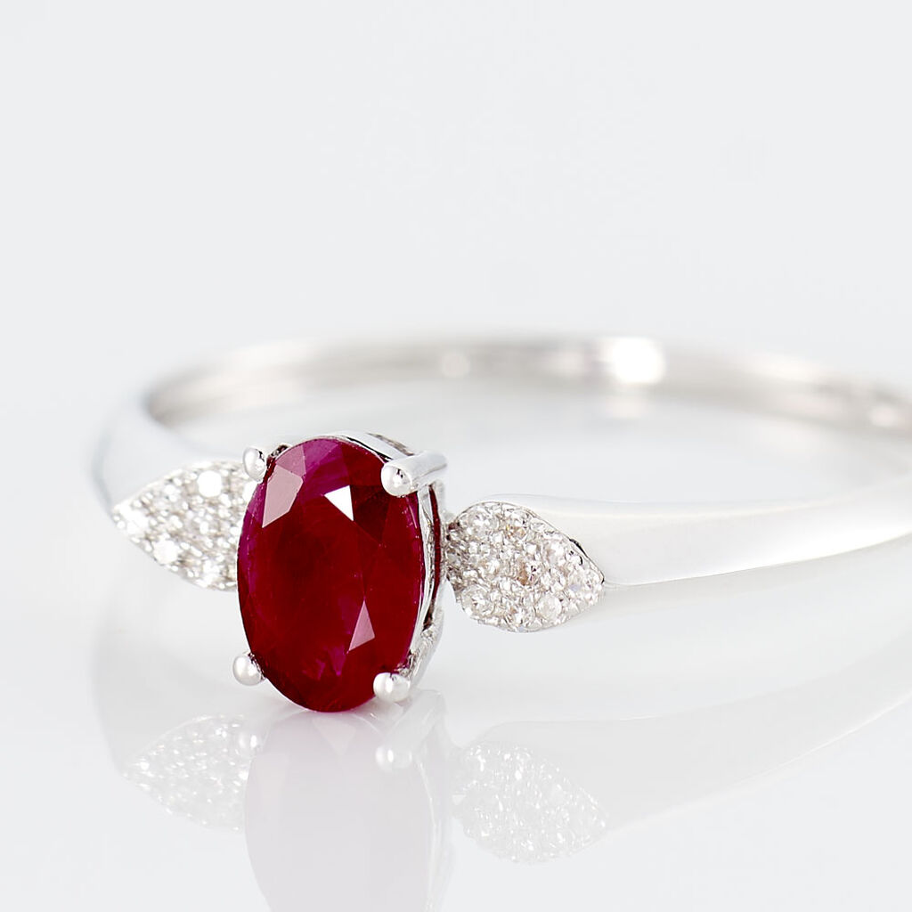Bague Edgina Or Blanc Rubis Et Diamant - Bagues solitaires Femme | Histoire d’Or
