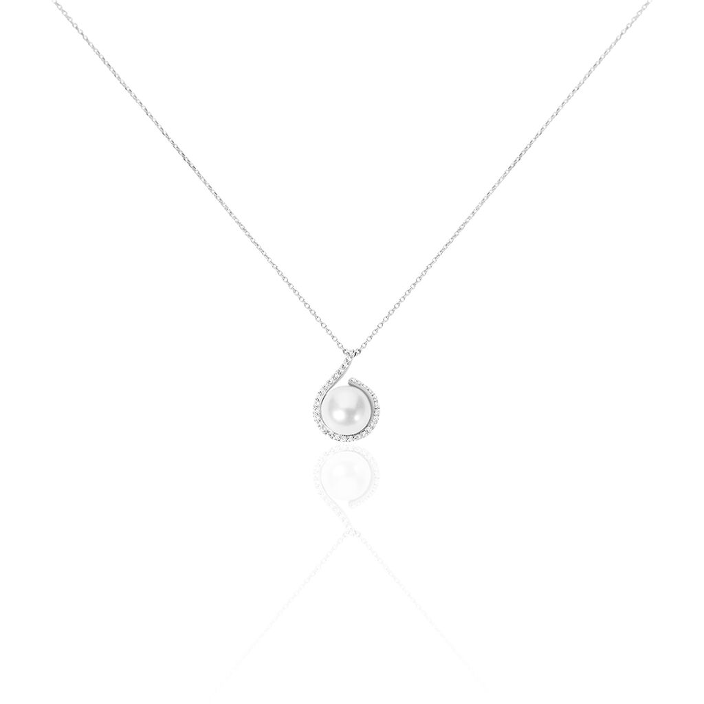 Collier Lucinda Or Blanc Perle De Culture Et Oxyde De Zirconium - Colliers Femme | Histoire d’Or
