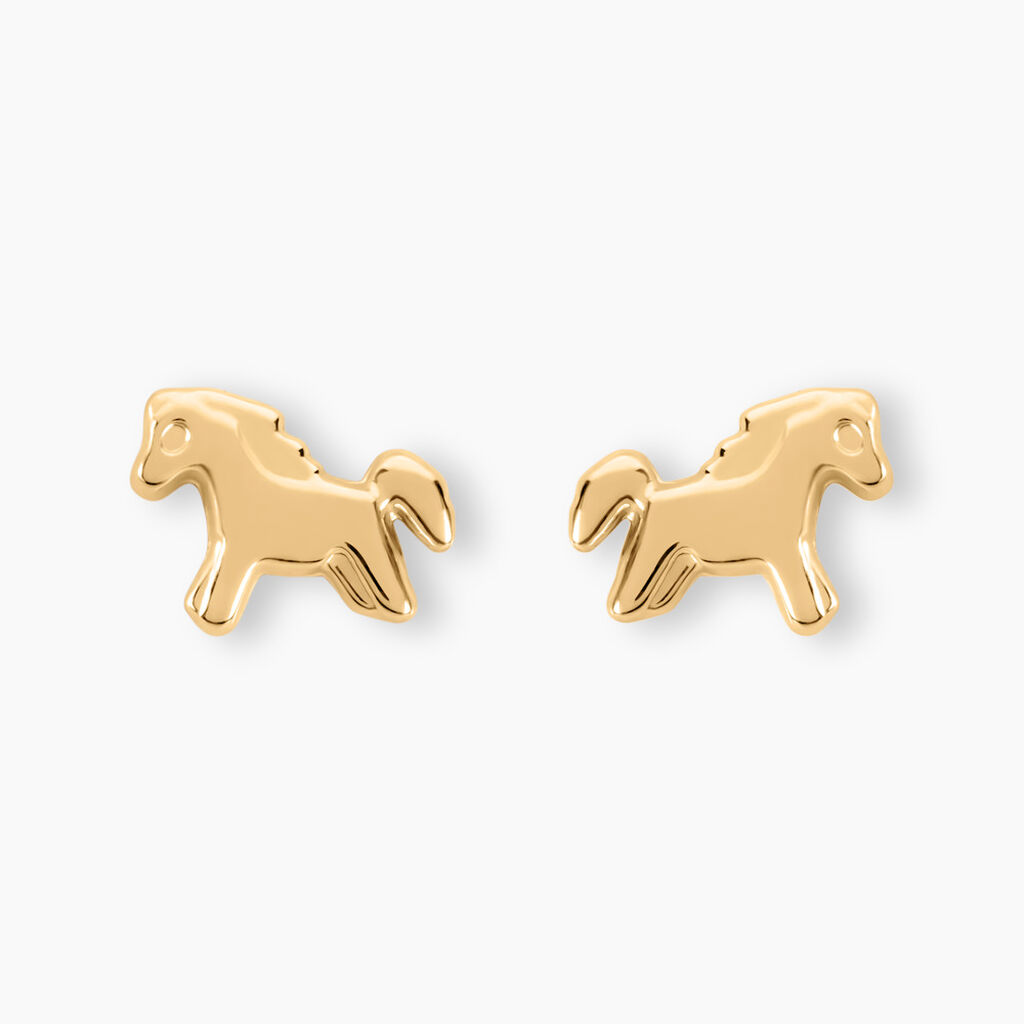 Boucles D'oreilles Puces Gerd Cheval Or Jaune - Clous d'oreilles Enfant | Histoire d&rsquo;Or