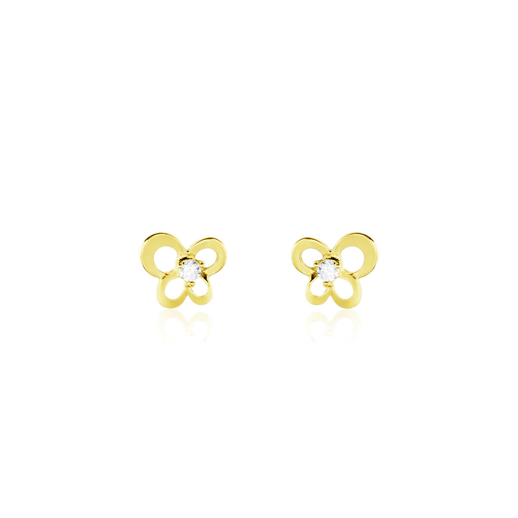 boucles d'oreilles puces eleanor fleur or jaune oxyde de zirconium