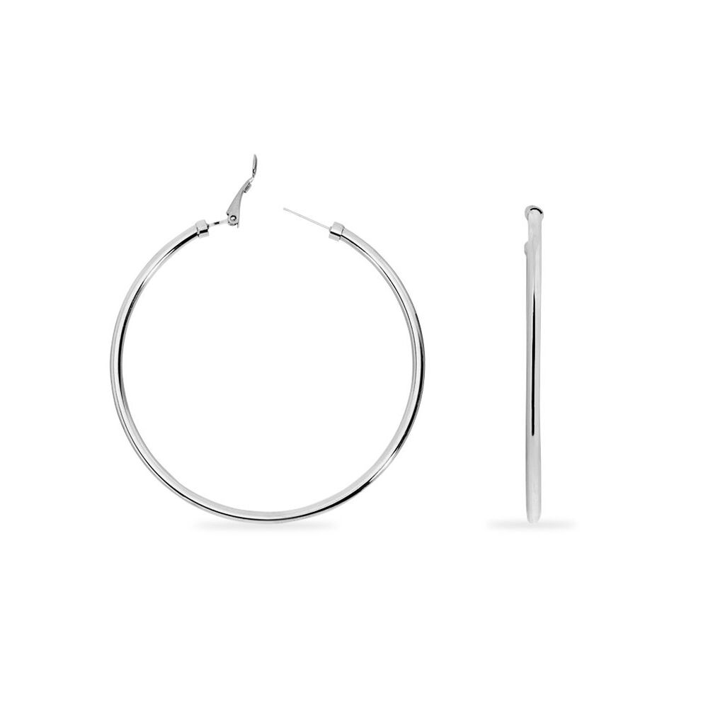 Créoles Carmeline Acier Blanc - Boucles d'oreilles créoles Femme | Histoire d’Or