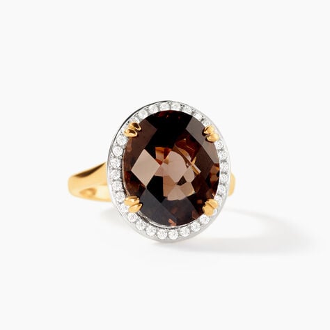 Bague Anna Or Jaune Quartz Et Oxyde De Zirconium - Bagues solitaires Femme | Histoire d&rsquo;Or