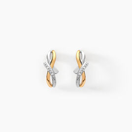 Boucles D'oreilles Puces Soukayna Or Bicolore Diamant - Clous d'oreilles Femme | Histoire d’Or