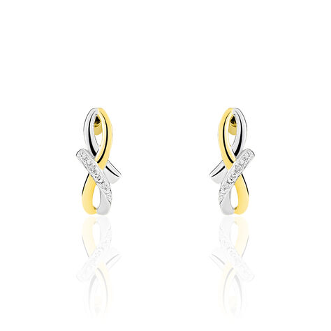 Boucles D'oreilles Puces Soukayna Or Bicolore Diamant - Clous d'oreilles Femme | Histoire d’Or