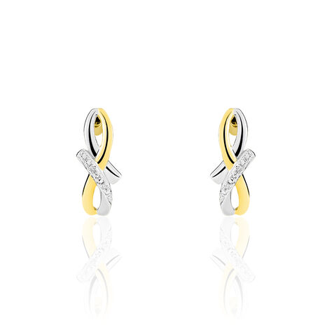 Boucles D'oreilles Puces Soukayna Or Bicolore Diamant - Clous d'oreilles Femme | Histoire d’Or