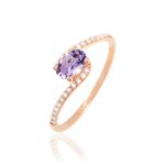 Bague Loriane Or Rose Amethyste Et Oxyde De Zirconium - Bagues solitaires Femme | Histoire d&rsquo;Or