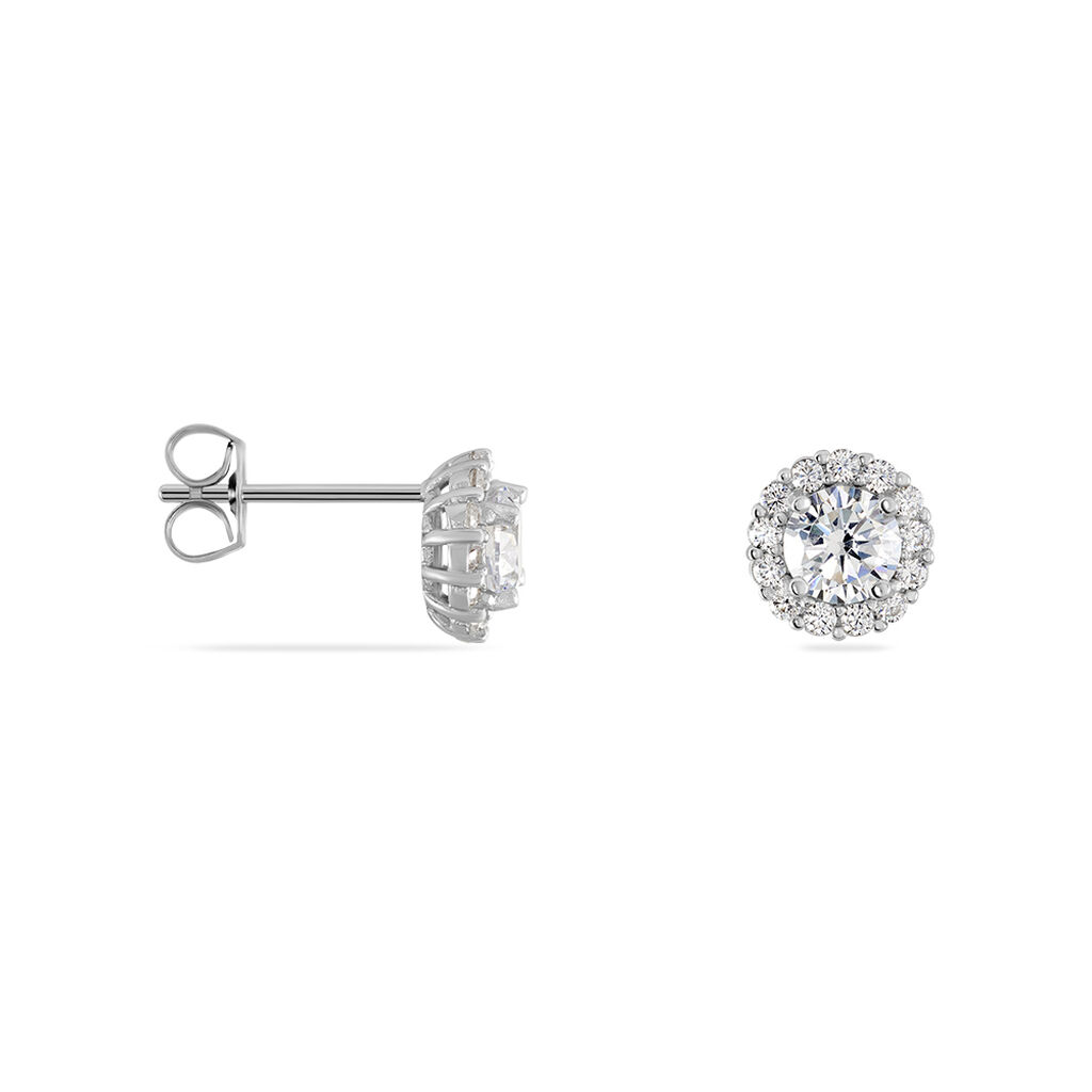Boucles D'oreilles Puces Eternite Argent Blanc Oxyde De Zirconium - Boucles d'oreilles fantaisie Femme | Histoire d&rsquo;Or