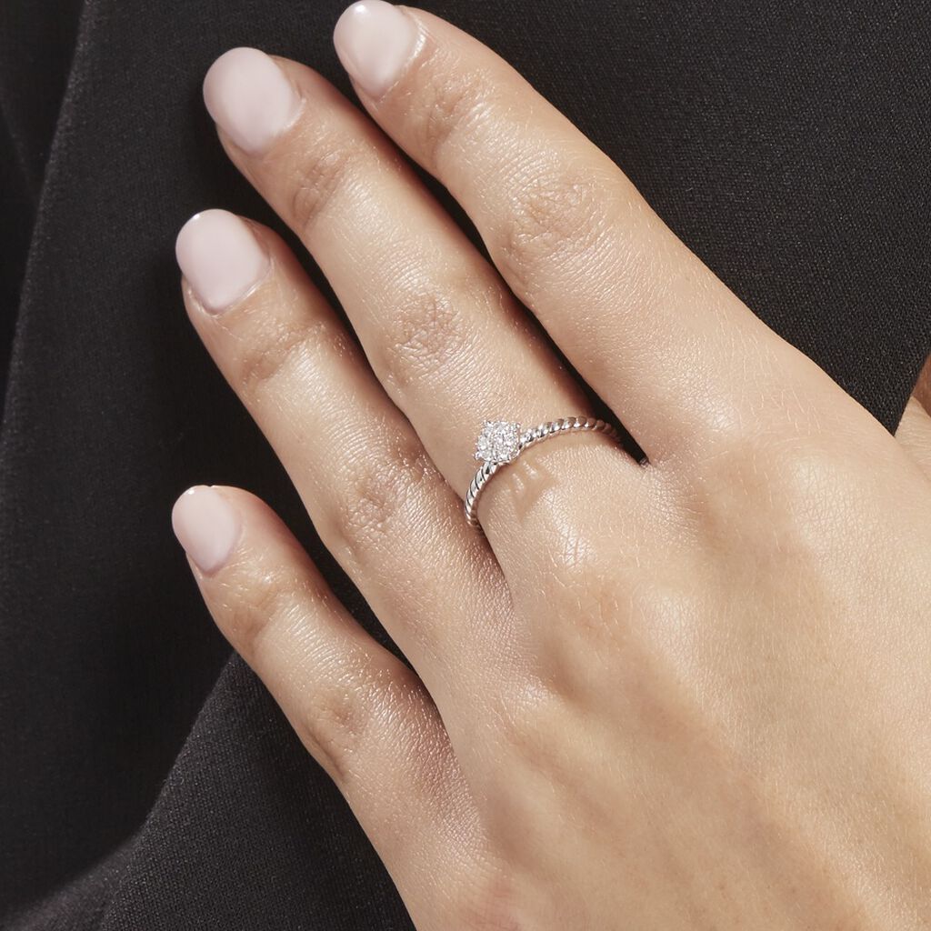 Bague Or Blanc Addie Diamants - Bagues avec pierre Femme | Histoire d’Or