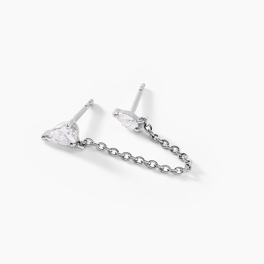 Bijoux D'oreilles Navette Argent Blanc Oxyde De Zirconium - Boucles d'oreilles fantaisie Femme | Histoire d&rsquo;Or