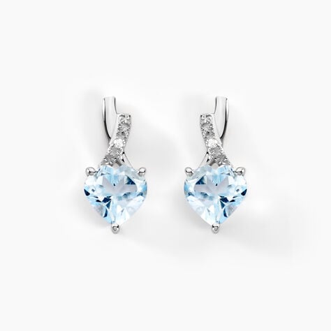 Boucles D'oreilles Or Blanc Clothilde Topazes Oxydes - Clous d'oreilles Femme | Histoire d’Or
