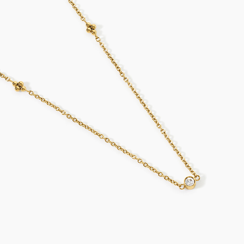 Collier Eva Acier Jaune Cristaux - Colliers pierre Femme | Histoire d&rsquo;Or
