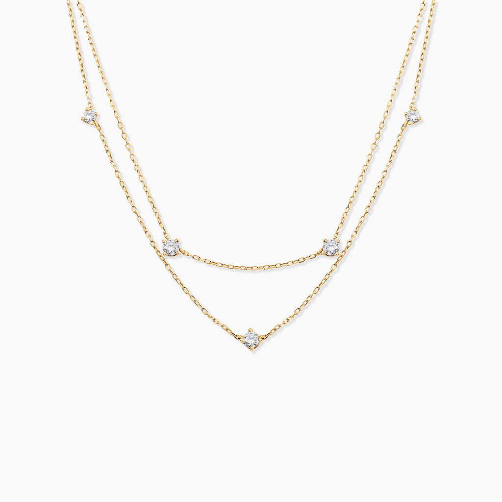 Collier Madhav Or Jaune Diamant Synth&eacute;tique - Colliers doubles et triples cha&icirc;nes Femme | Histoire d&rsquo;Or