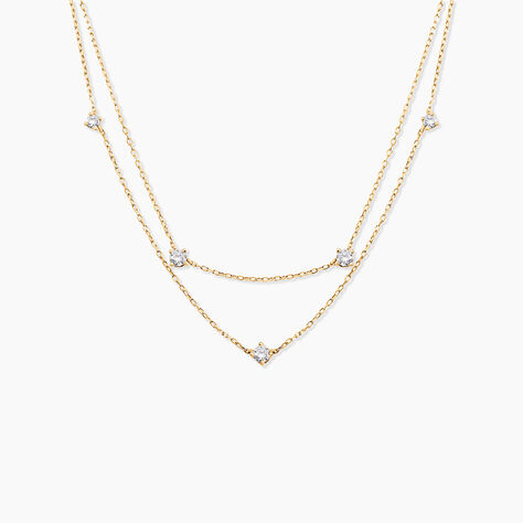 Collier Madhav Or Jaune Diamant Synth&eacute;tique - Colliers doubles et triples cha&icirc;nes Femme | Histoire d&rsquo;Or