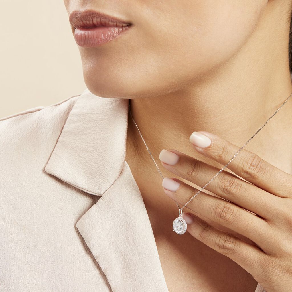 Collier Or Blanc Adil Oxyde De Zirconium - Colliers Femme | Histoire d’Or