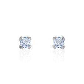 Boucles D'oreilles Puces Doreen Carre Or Blanc Oxyde De Zirconium - Clous d'oreilles Femme | Histoire d’Or