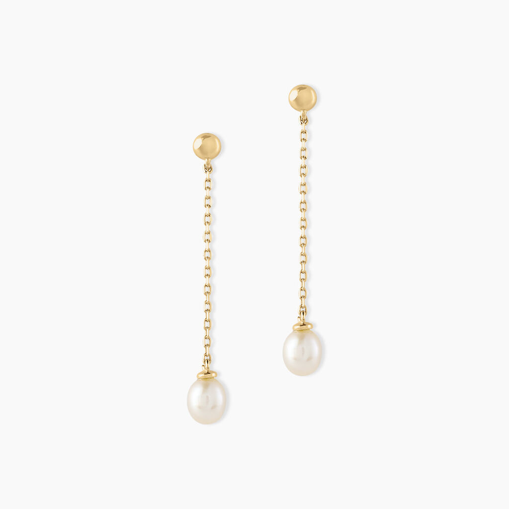 Boucles D'oreilles Pendantes Adriette Or Jaune Perle De Culture - Boucles d'oreilles pendantes Femme | Histoire d’Or