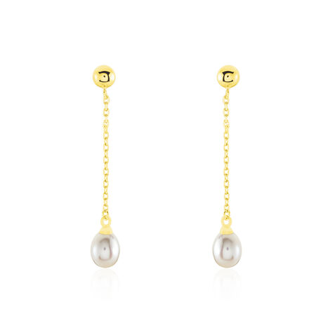 Boucles D'oreilles Pendantes Adriette Or Jaune Perle De Culture - Boucles d'oreilles pendantes Femme | Histoire d’Or