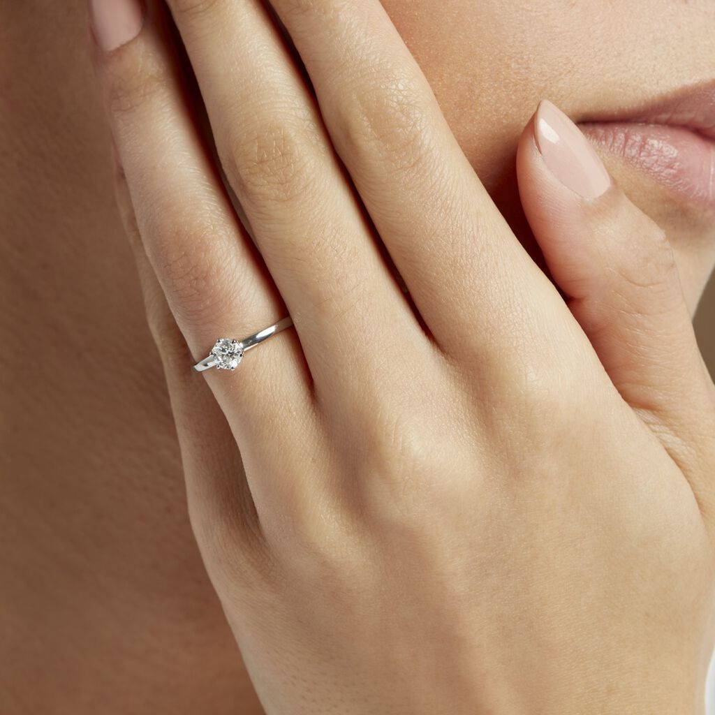 Bague Solitaire Natalia Pl Platine Blanc Diamant - Bagues solitaires Femme | Histoire d’Or