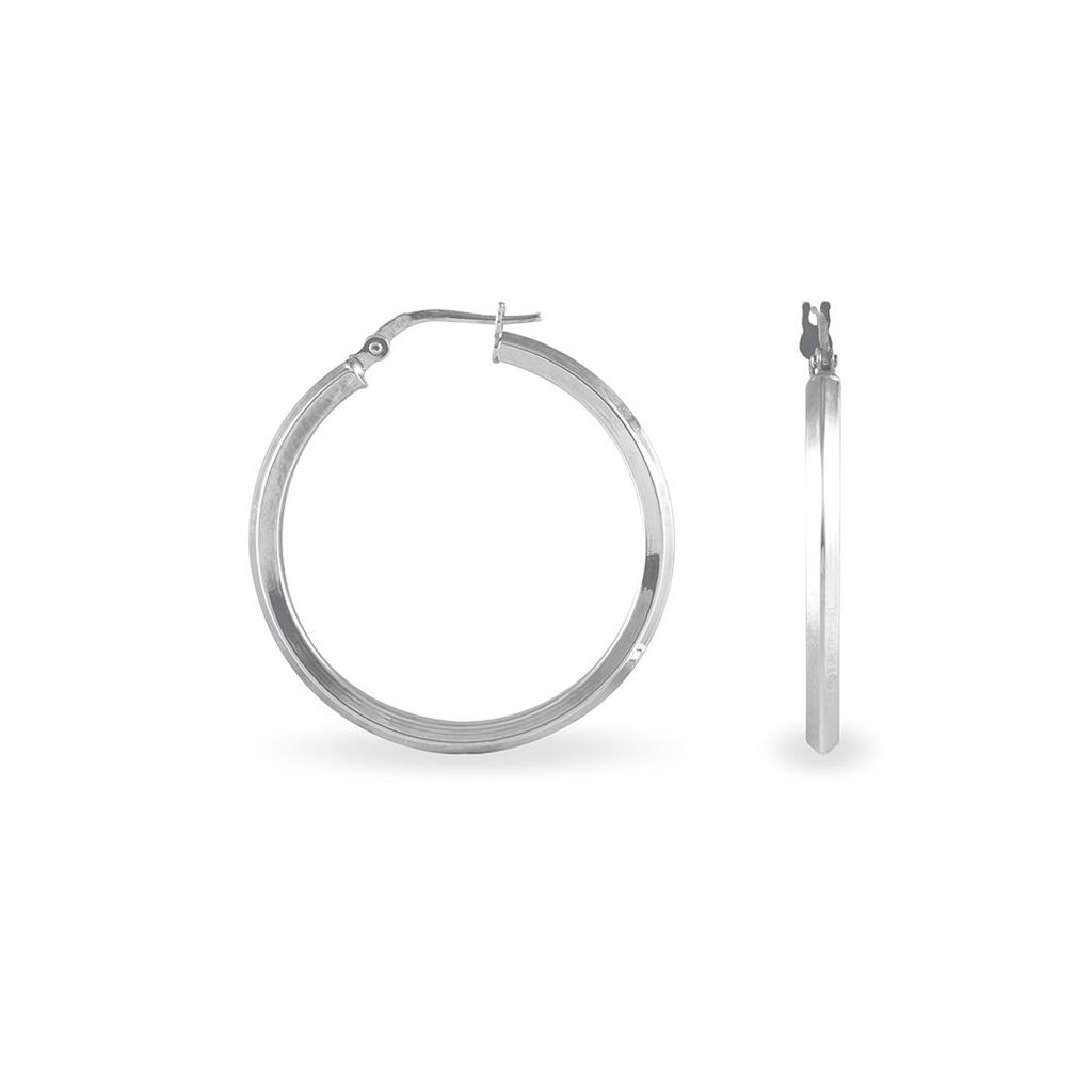 Créoles Ilana Or Blanc - Boucles d'oreilles créoles Femme | Histoire d’Or