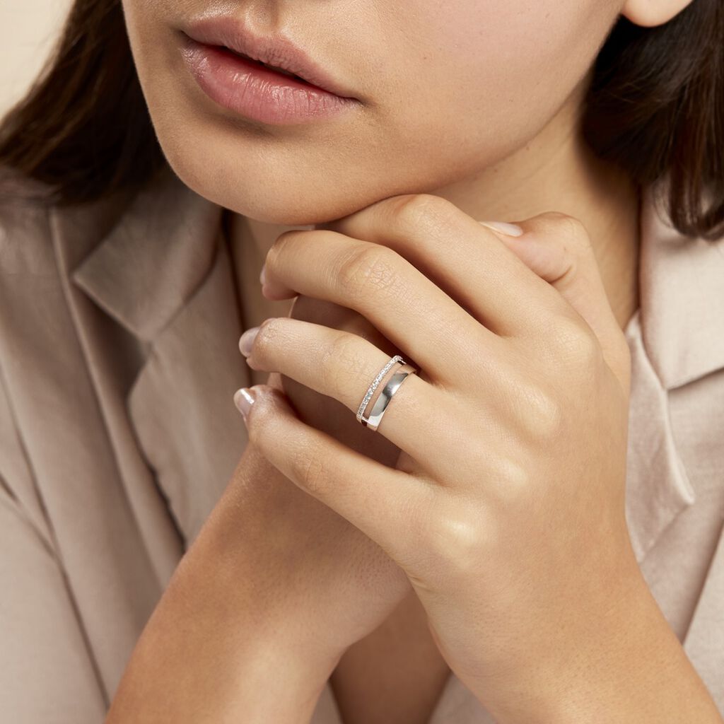 Bague Or Blanc Katiana Oxydes De Zirconium - Bagues avec pierre Femme | Histoire d’Or