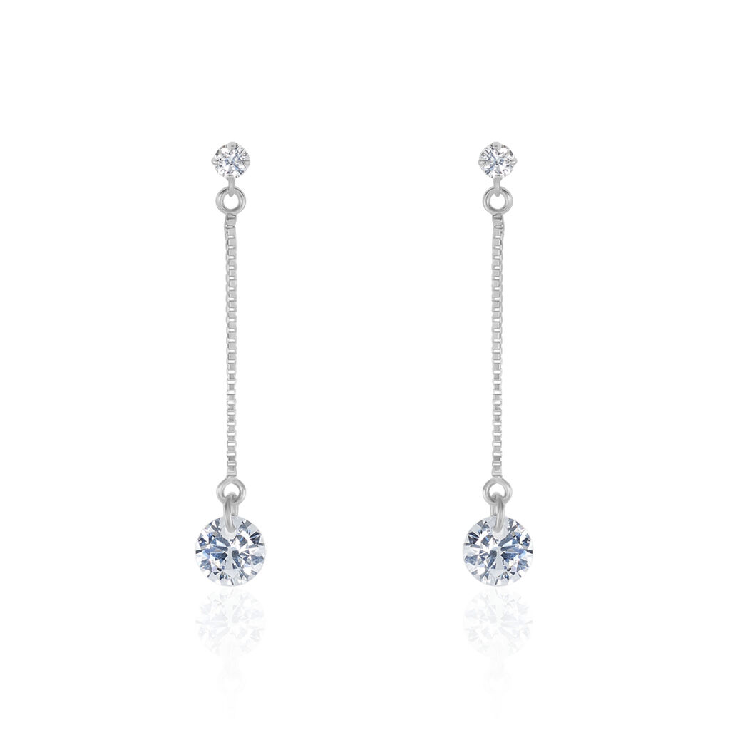 Boucles D’oreilles Pendantes Regane Or Blanc Oxyde De Zirconium