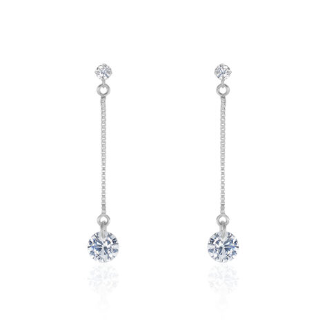 Boucles D'oreilles Pendantes Regane Or Blanc Oxyde De Zirconium - Boucles d'oreilles pendantes Femme | Histoire d’Or