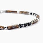 Bracelet Jourdan Acier Blanc Pierre De Synthese Bronzite Agate - Bracelets Homme | Histoire d&rsquo;Or