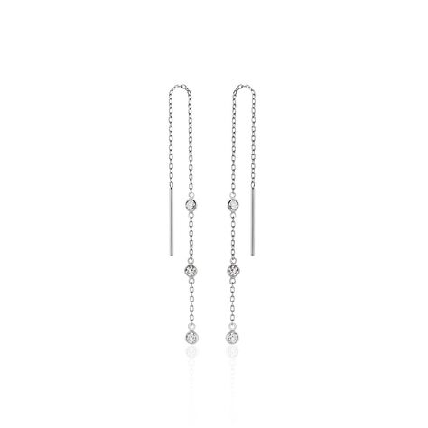 Boucles D'oreilles Pendantes Themis Argent Blanc Oxyde De Zirconium - Boucles d'oreilles fantaisie Femme | Histoire d’Or