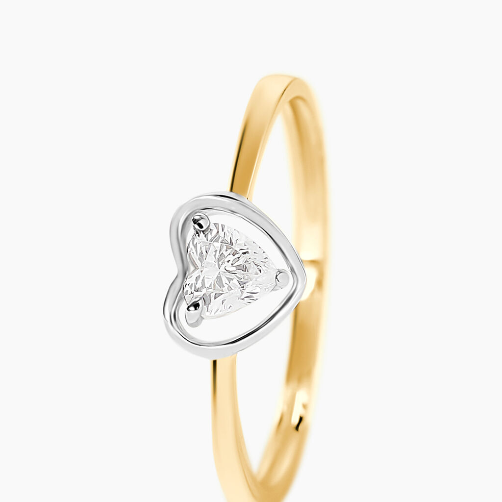 Bague Or Bicolore Goulvena Oxyde De Zirconium - Bagues solitaires Femme | Histoire d&rsquo;Or
