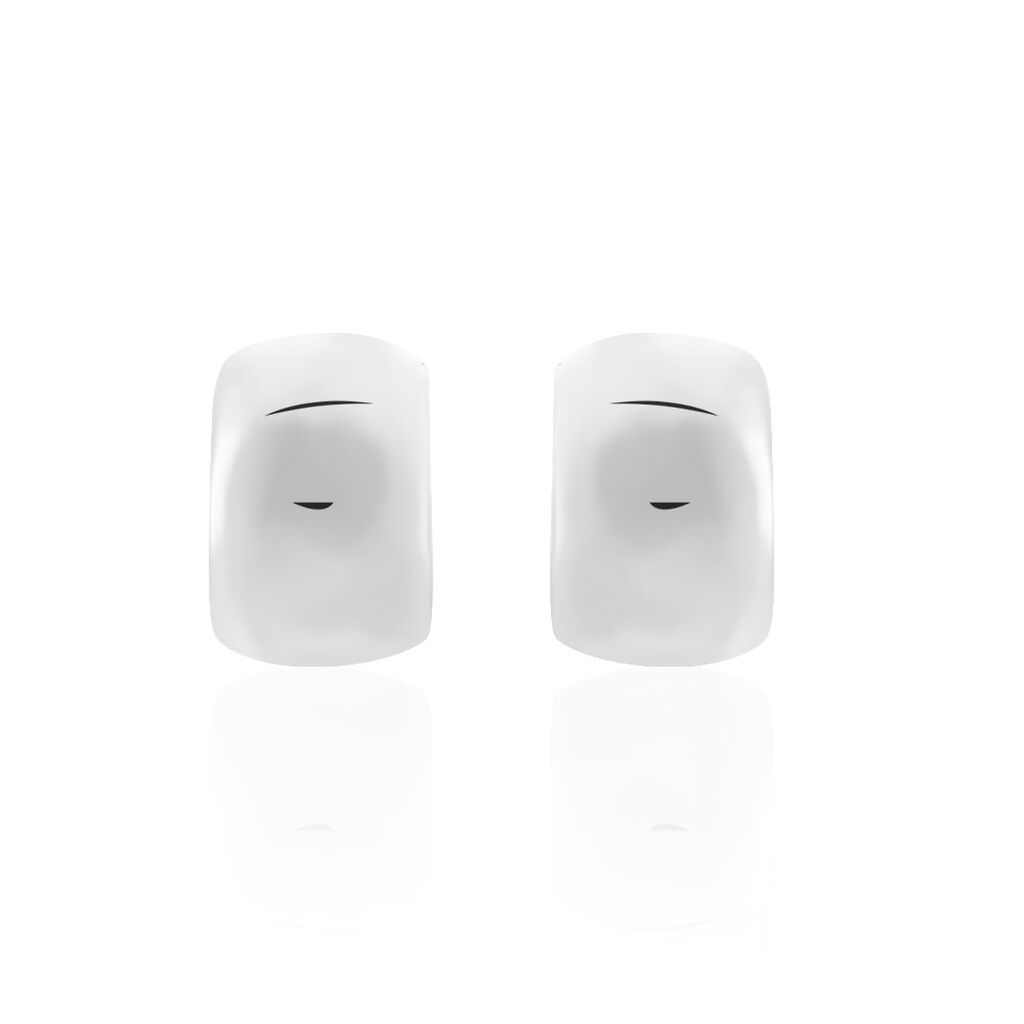 Demi Creoles Argent Blanc Cyrilla - Boucles d'oreilles créoles Femme | Histoire d’Or