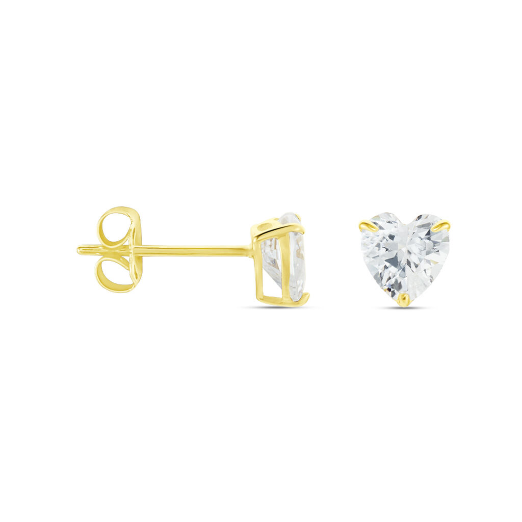 Boucles D'oreilles Puces Or Jaune Katherine Oxyde De Zirconium - Clous d'oreilles Femme | Histoire d’Or