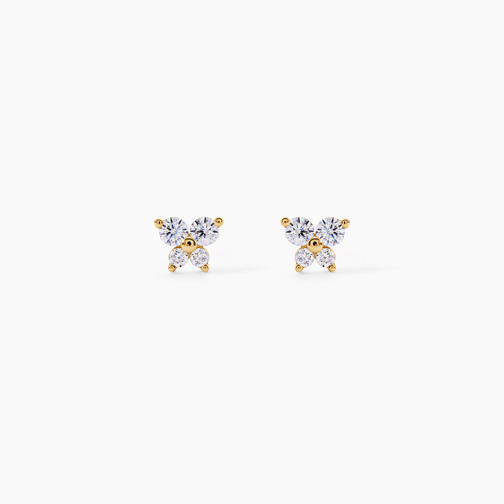 Boucles D'oreilles Puces Jemila Or Jaune Oxyde De Zirconium - Clous d'oreilles Famille | Histoire d&rsquo;Or