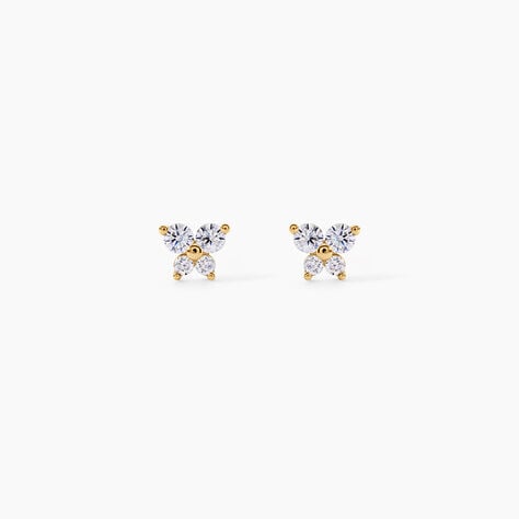 Boucles D'oreilles Puces Jemila Or Jaune Oxyde De Zirconium - Clous d'oreilles Famille | Histoire d&rsquo;Or