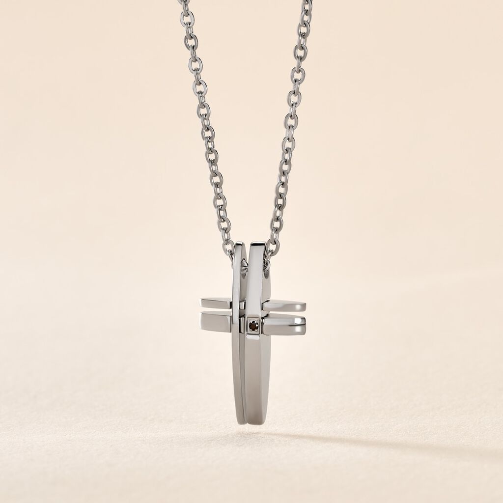 Collier Ruya Acier Blanc Oxyde De Zirconium - Colliers fantaisie Homme | Histoire d&rsquo;Or