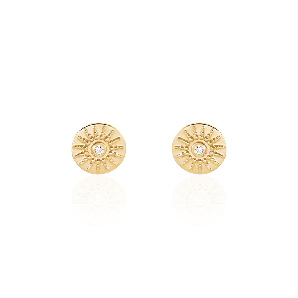 Boucles D'oreilles Puces Artea Plaqué Or Jaune Oxyde De Zirconium - Boucles d'oreilles fantaisie Femme | Histoire d’Or