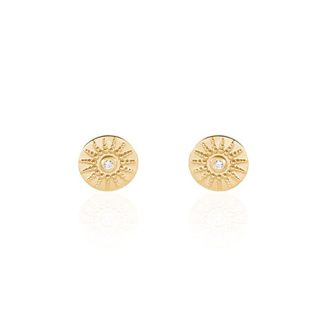 Boucles D'oreilles Puces Artea Plaqué Or Jaune Oxyde De Zirconium - Boucles d'oreilles fantaisie Femme | Histoire d’Or