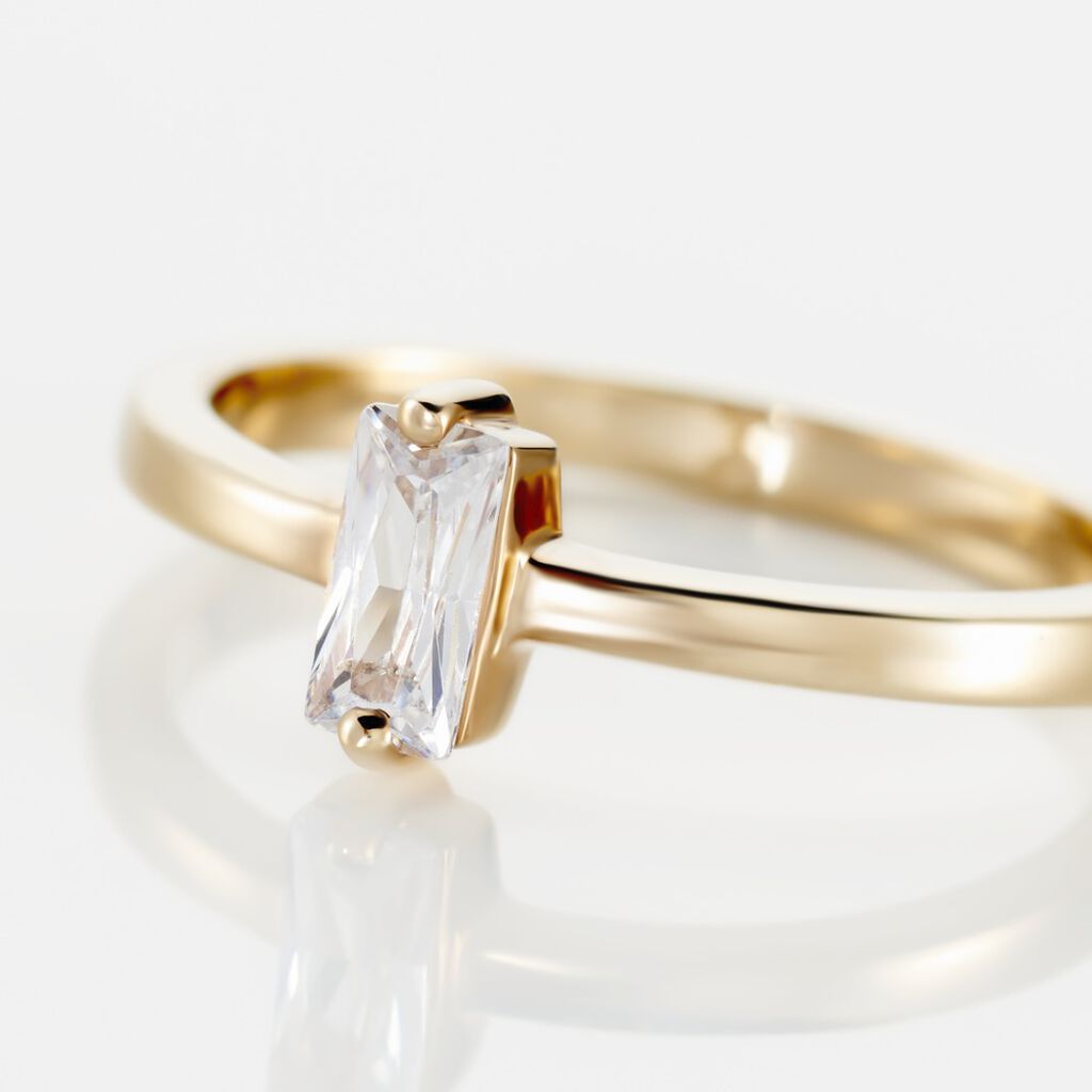 Bague Nila Plaqu&eacute; Or Jaune Oxyde De Zirconium - Bagues solitaires Femme | Histoire d&rsquo;Or