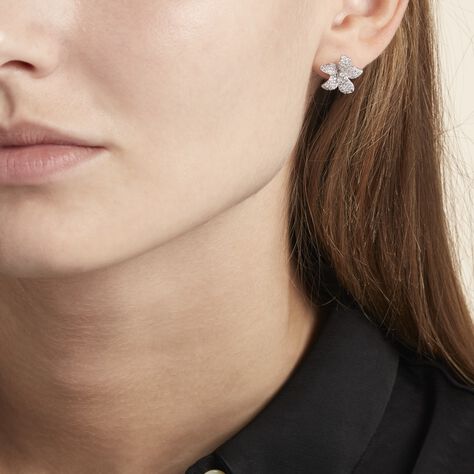 Boucles D'oreilles Puces Argent Blanc Catherine Oxydes De Zirconium - Boucles d'oreilles fantaisie Femme | Histoire d’Or