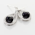 Boucles D'oreilles Pendantes Nerea Argent Blanc C&eacute;ramique Et Oxyde - Boucles d'oreilles pendantes Femme | Histoire d&rsquo;Or