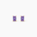 Boucles D'Oreilles Puces Emilian Argent Dor&eacute; A L'Or 750/1000 Oxyde De Zirconium - Clous d'oreilles Femme | Histoire d&rsquo;Or