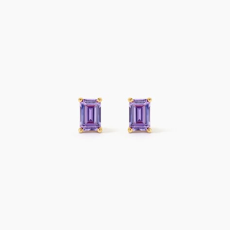 Boucles D'Oreilles Puces Emilian Argent Dor&eacute; A L'Or 750/1000 Oxyde De Zirconium - Clous d'oreilles Femme | Histoire d&rsquo;Or
