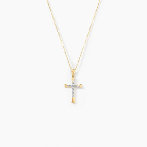 Collier Canice Croix Or Jaune Diamant - Colliers Femme | Histoire d’Or