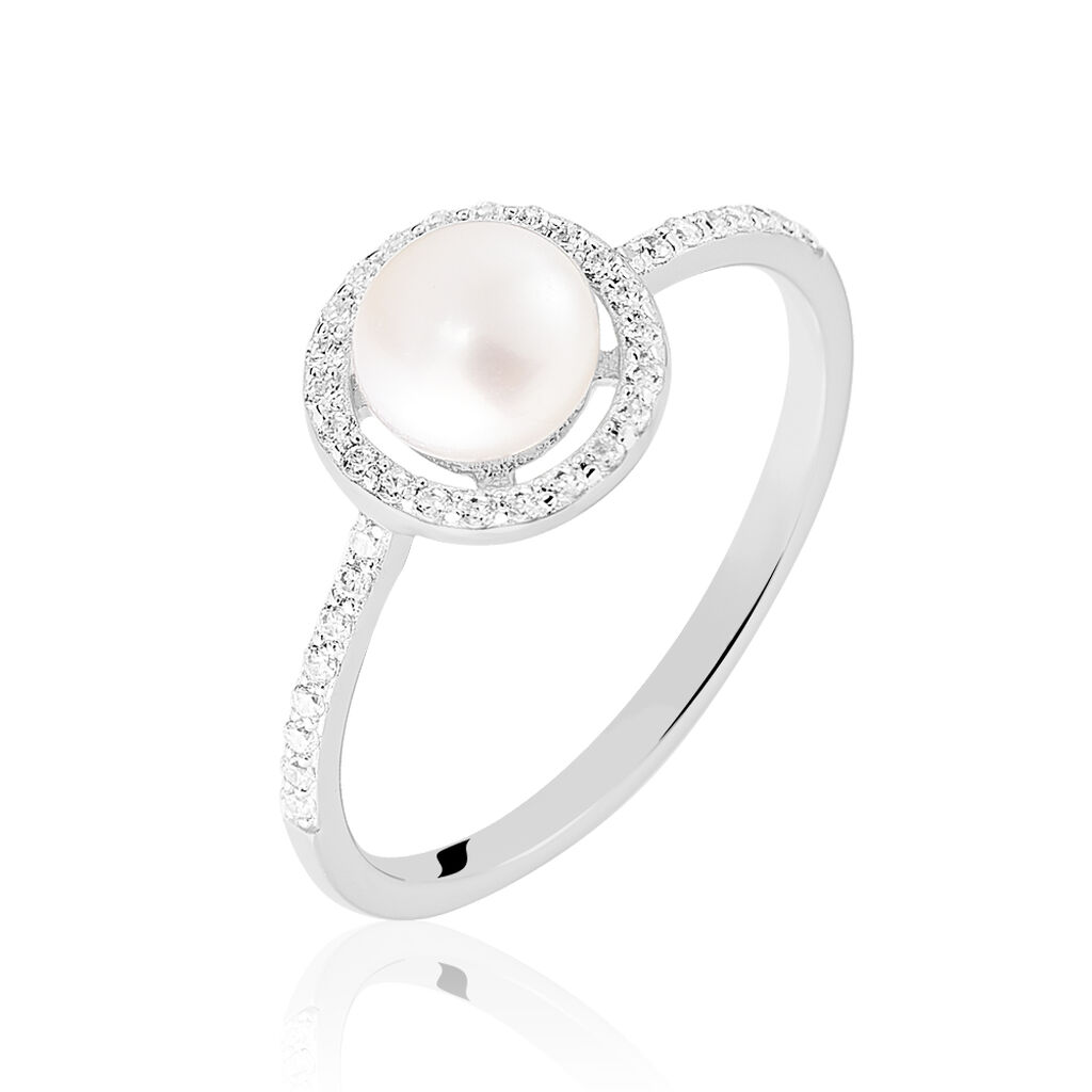 Bague Suada Argent Blanc Perle De Culture Et Oxyde De Zirconium - Bagues avec pierre Femme | Histoire d’Or